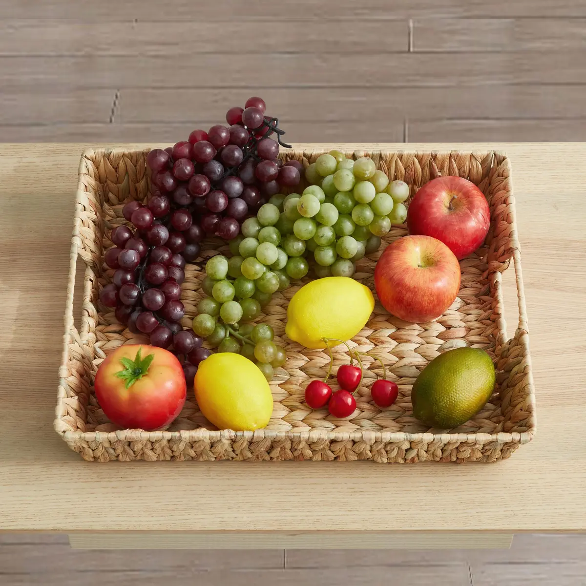Suptinwear Rectangular Water Hyacinth Serving Tray with Handles | Hand Woven Rattan 17 Inch - view 6
