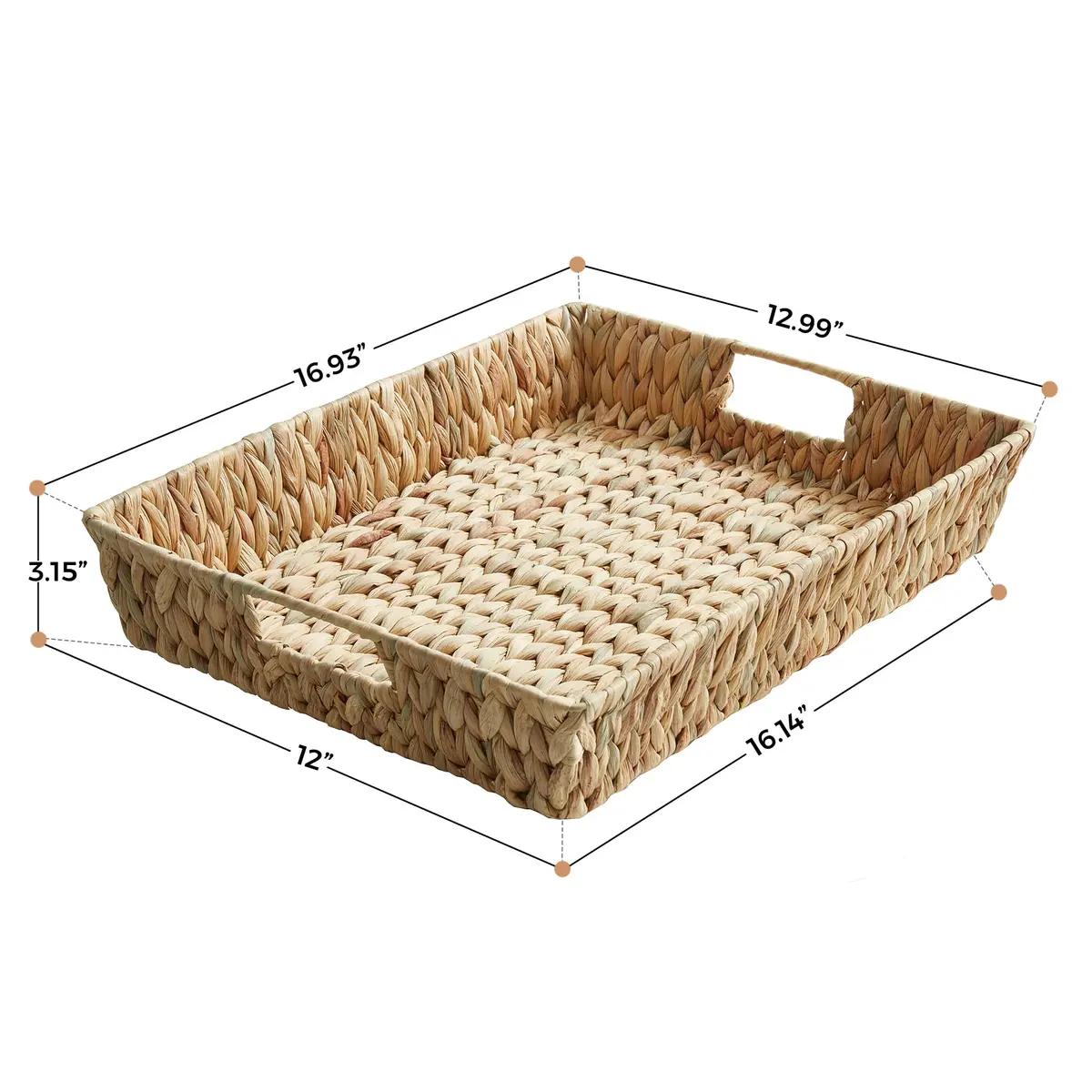 Suptinwear Rectangular Water Hyacinth Serving Tray with Handles | Hand Woven Rattan 17 Inch - view 2