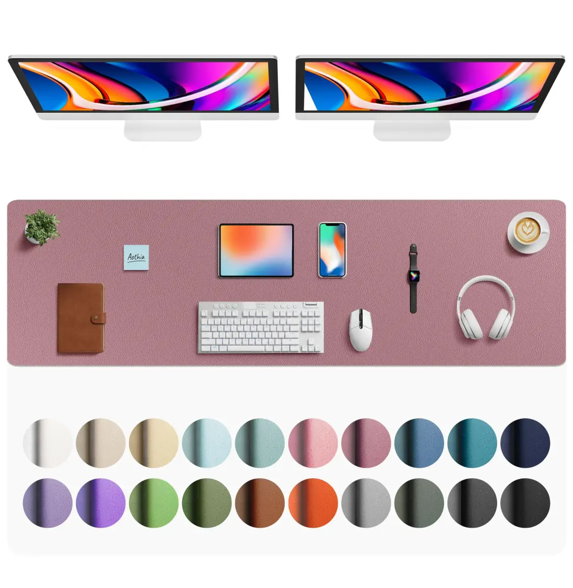Aothia Faux Leather Desk Mat - Large Mouse Pad 163cm x 43cm (63" x 17") | Smooth Writing Surface for Office & Home - main product image