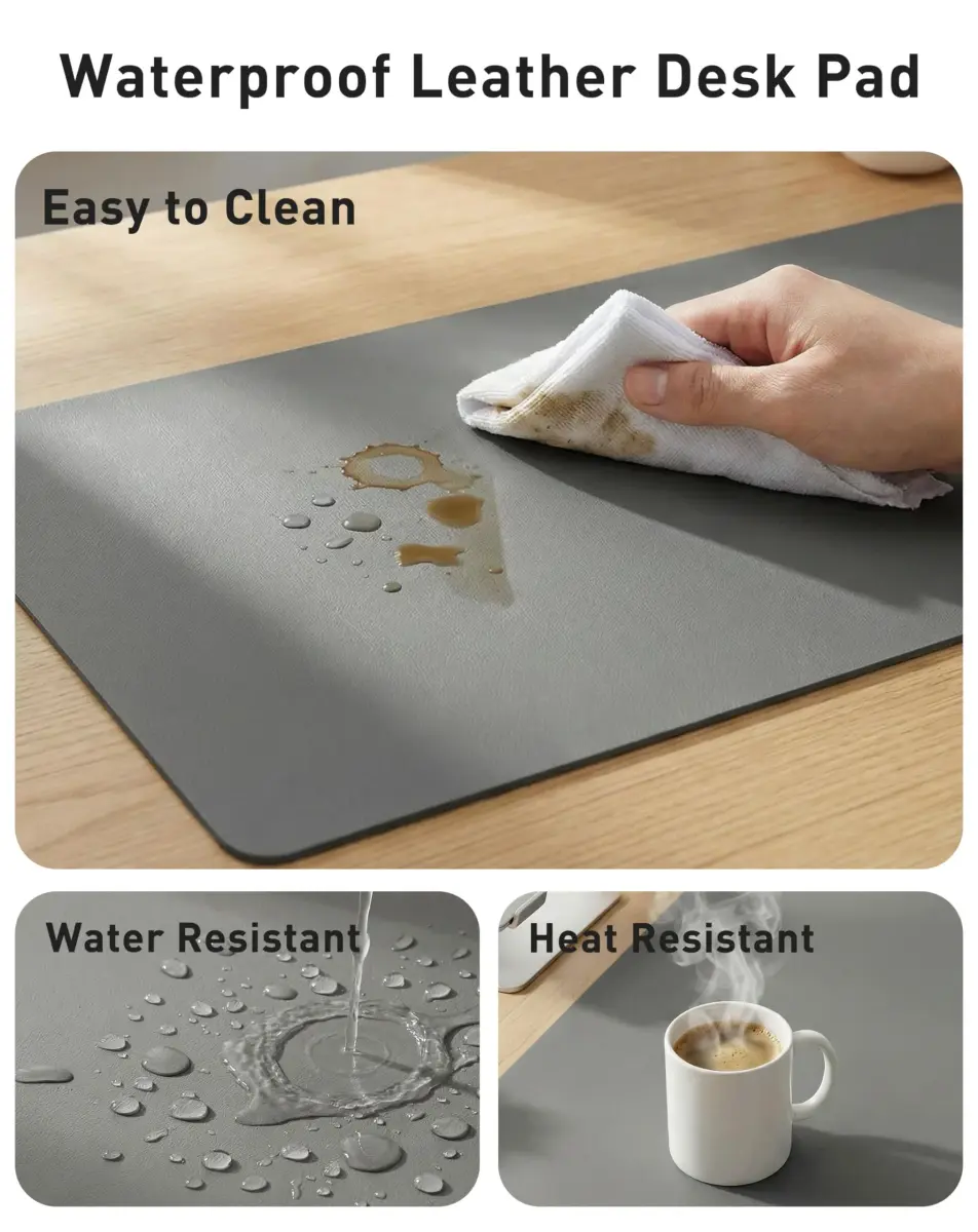 Aothia Faux Leather Desk Mat Large Mouse Pad 63" x 17" | Protects Your Desk with Professional Style - view 7