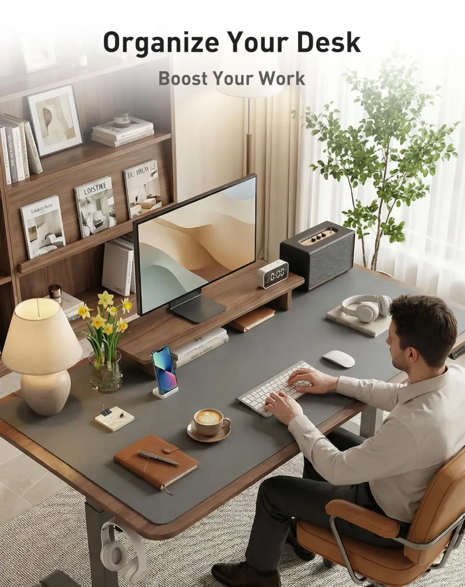 Aothia Faux Leather Desk Mat Large Mouse Pad 63" x 17" | Protects Your Desk with Professional Style - view 8