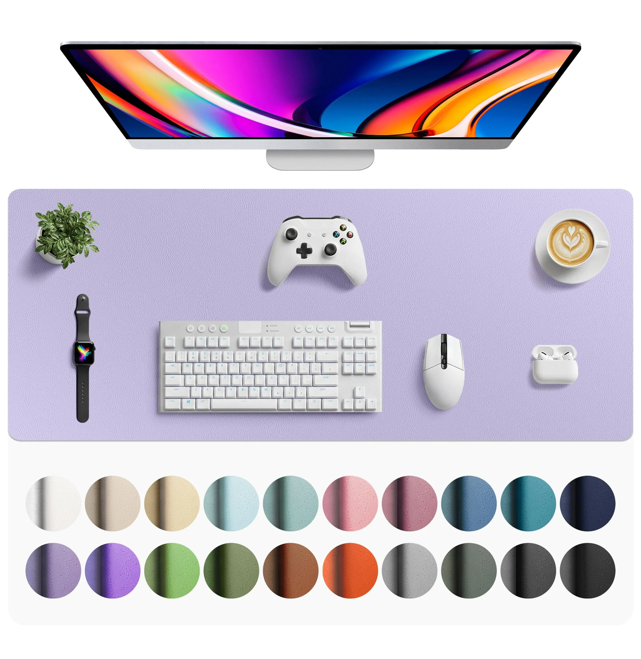 Aothia Faux Leather Desk Mat Large Mouse Pad 42" x 17" | Protects Your Desk with Waterproof PU Leather - main product image