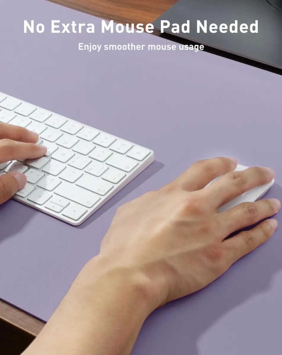 Aothia Faux Leather Desk Mat - Large Mouse Pad, Non-Slip PU Leather Blotter, Waterproof Writing Surface for Office and Home (Lavender, 107cm x 43cm) - view 4