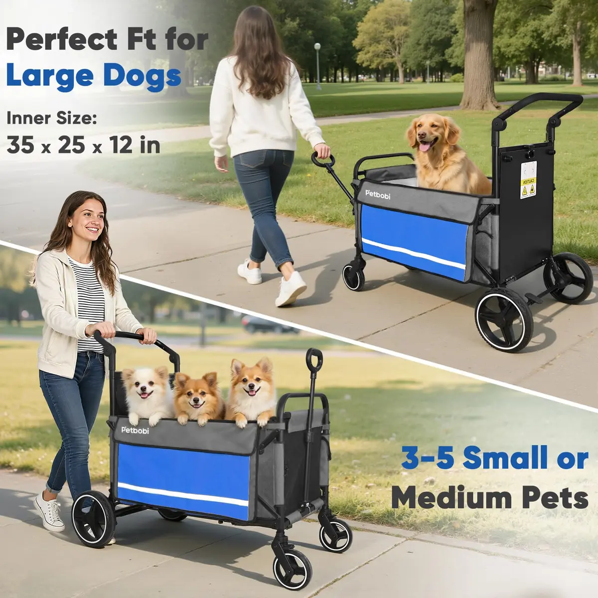 Petbobi Dog Wagon for Large Dogs | Foldable Pet Cart with Ramp & 80 lbs Support - view 5