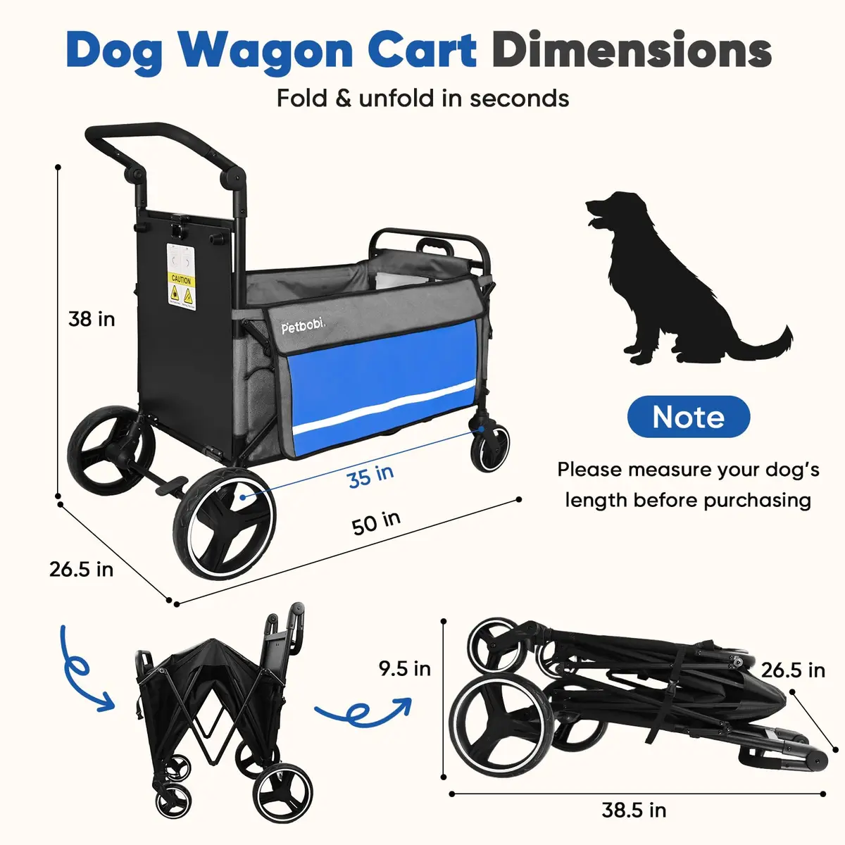 Petbobi Dog Wagon for Large Dogs | Foldable Pet Cart with Ramp & 80 lbs Support - view 6