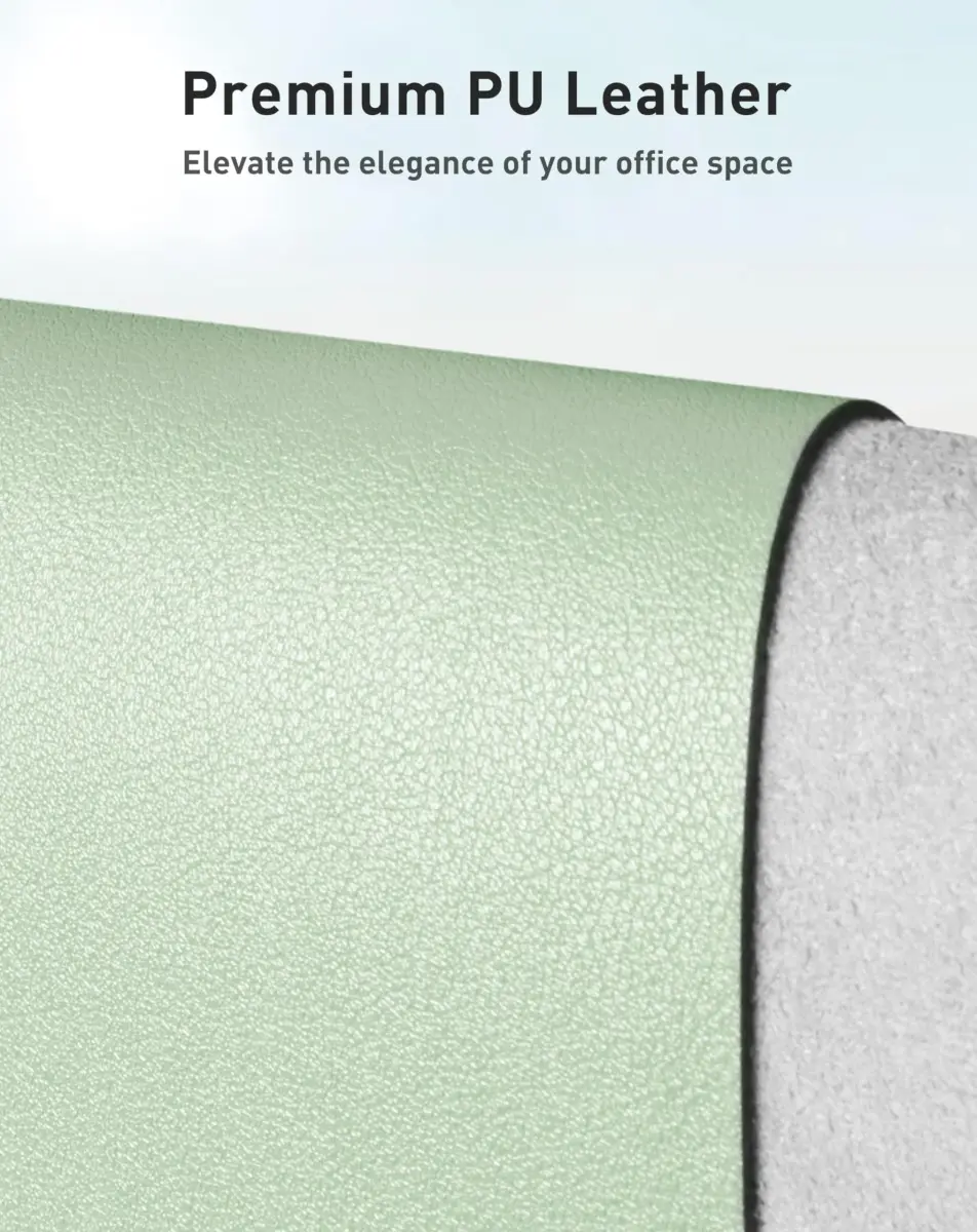 Aothia Faux Leather Desk Mat - Large Mouse Pad, Non-Slip PU Leather Blotter, Waterproof Writing Surface for Office and Home (Foam Green, 107cm x 43cm) - view 2