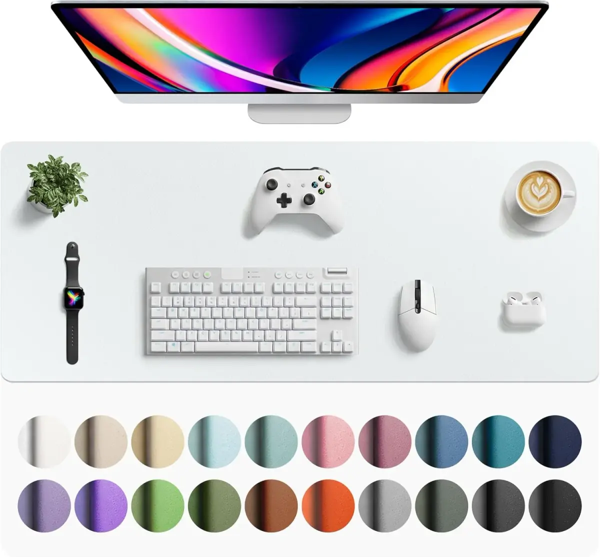 Aothia Faux Leather Desk Mat Large Mouse Pad 42" x 17" | Protects Your Desk from Scratches Stains Spills Heat - main product image