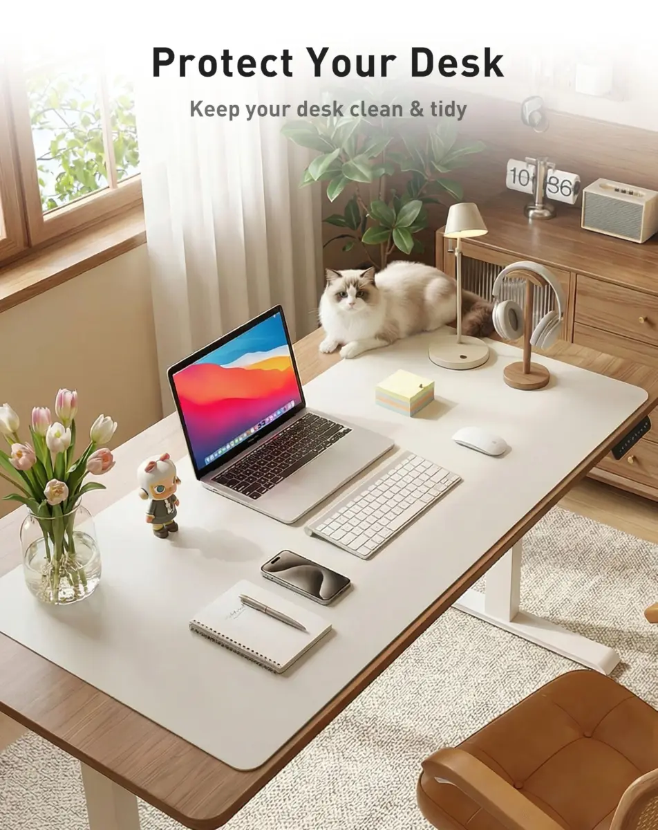 Aothia Faux Leather Desk Mat Large Mouse Pad 42" x 17" | Protects Your Desk from Scratches Stains Spills Heat - view 3