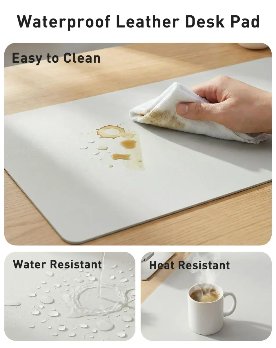 Aothia Faux Leather Desk Mat Large Mouse Pad 42" x 17" | Protects Your Desk from Scratches Stains Spills Heat - view 7