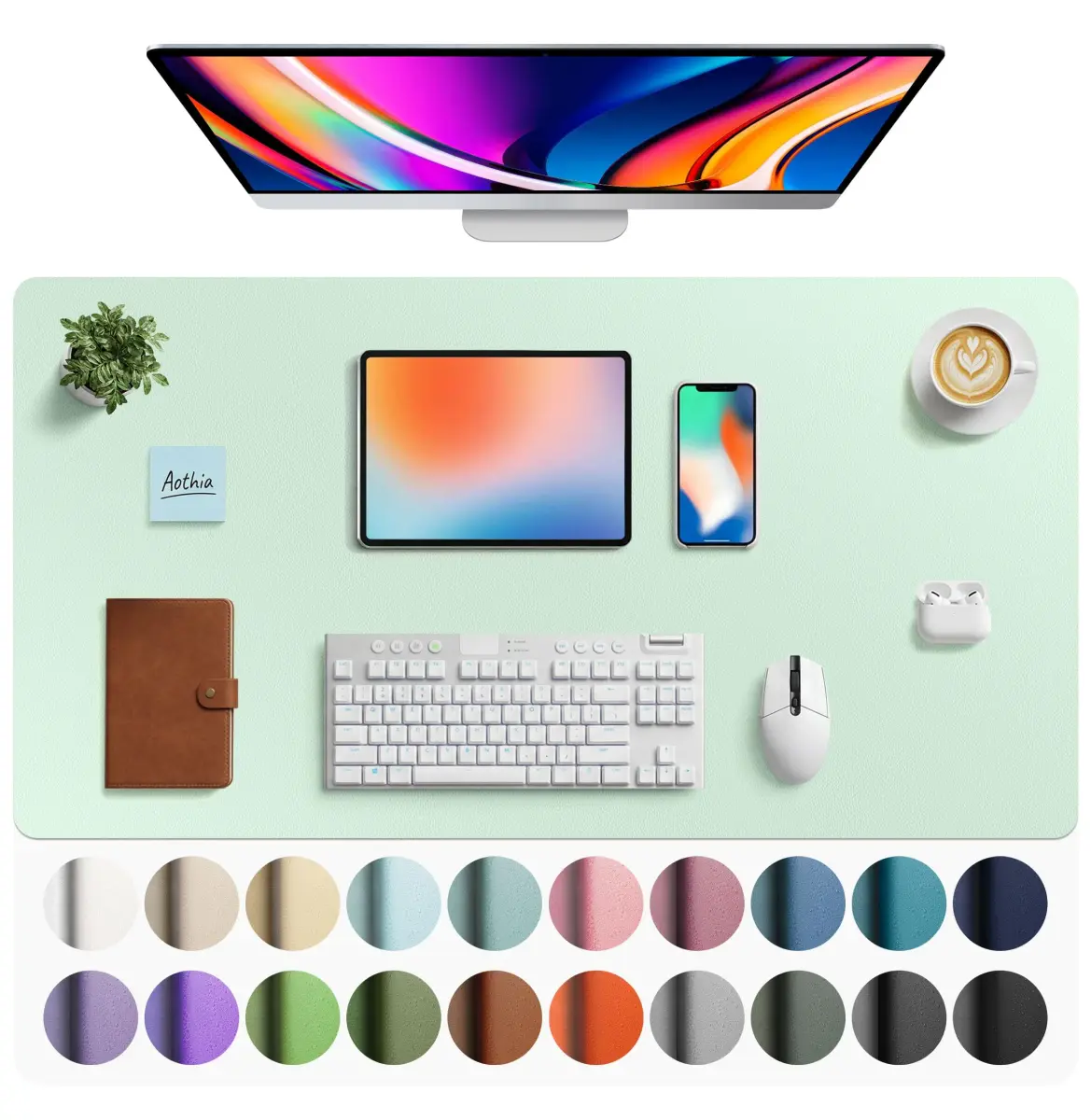 Aothia Faux Leather Desk Mat - Large Mouse Pad, Non-Slip PU Leather Blotter 102cm x 61cm (40" x 24") | Protects Desks from Scratches, Stains, and Spills - main product image