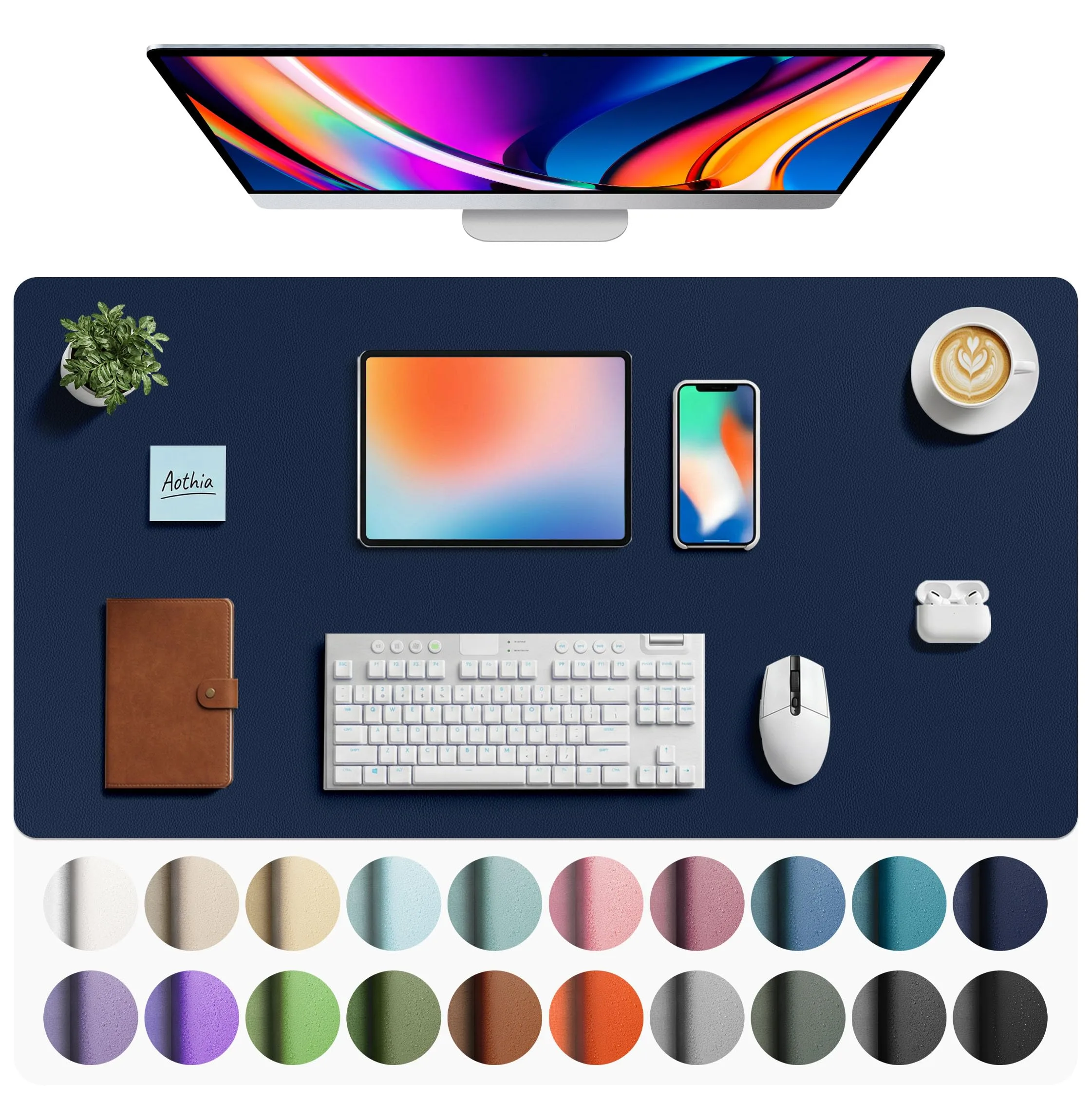 Aothia Faux Leather Desk Mat Large Mouse Pad 40" x 24" | Protects Your Desk with Professional Style - main product image