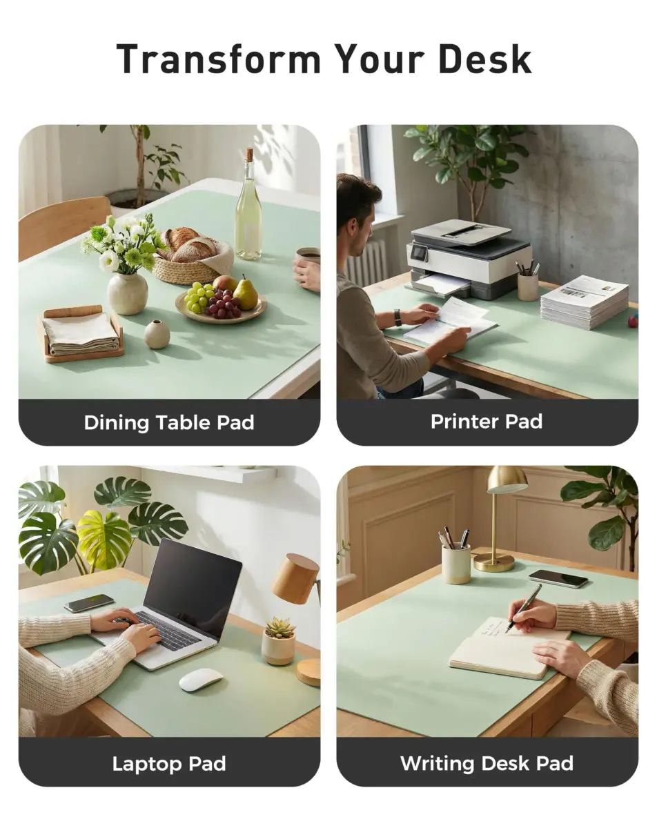 Aothia Faux Leather Desk Mat - Large Mouse Pad, Non-Slip PU Leather Blotter 102cm x 61cm (40" x 24") | Protects Desks from Scratches, Stains, and Spills - view 6