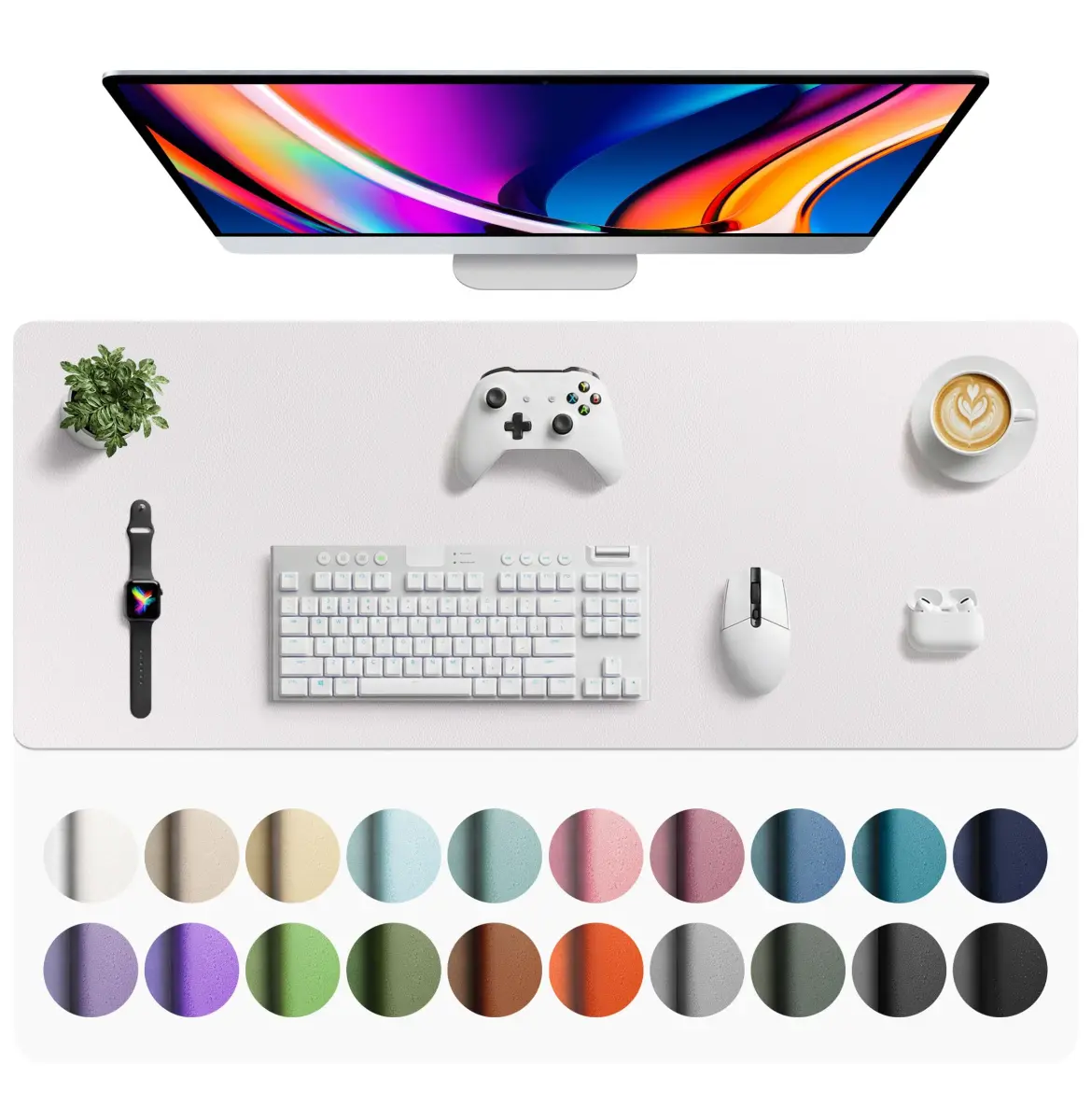 Aothia Faux Leather Desk Mat - Large Mouse Pad, Non-Slip PU Leather Blotter 107cm x 43cm (42" x 17") | Protects Desks from Scratches, Spills, and Heat - main product image