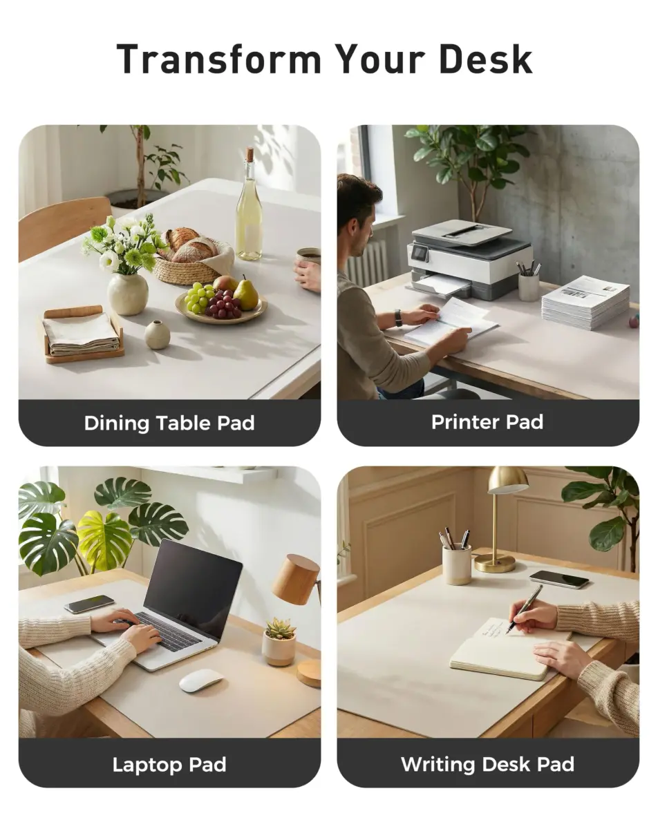 Aothia Faux Leather Desk Mat - Large Mouse Pad, Non-Slip PU Leather Blotter 107cm x 43cm (42" x 17") | Protects Desks from Scratches, Spills, and Heat - view 6