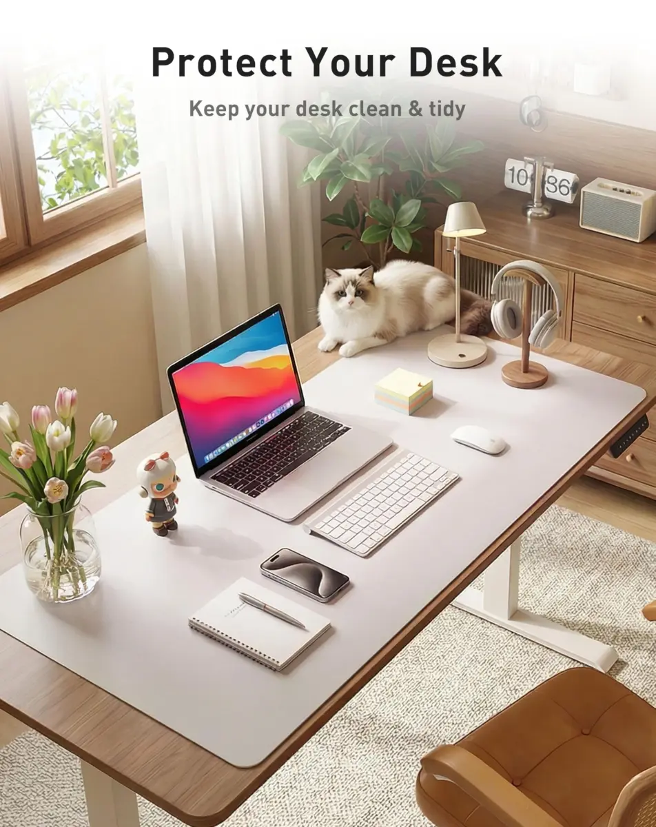 Aothia Faux Leather Desk Mat - Large Mouse Pad, Non-Slip PU Leather Blotter 107cm x 43cm (42" x 17") | Protects Desks from Scratches, Spills, and Heat - view 3