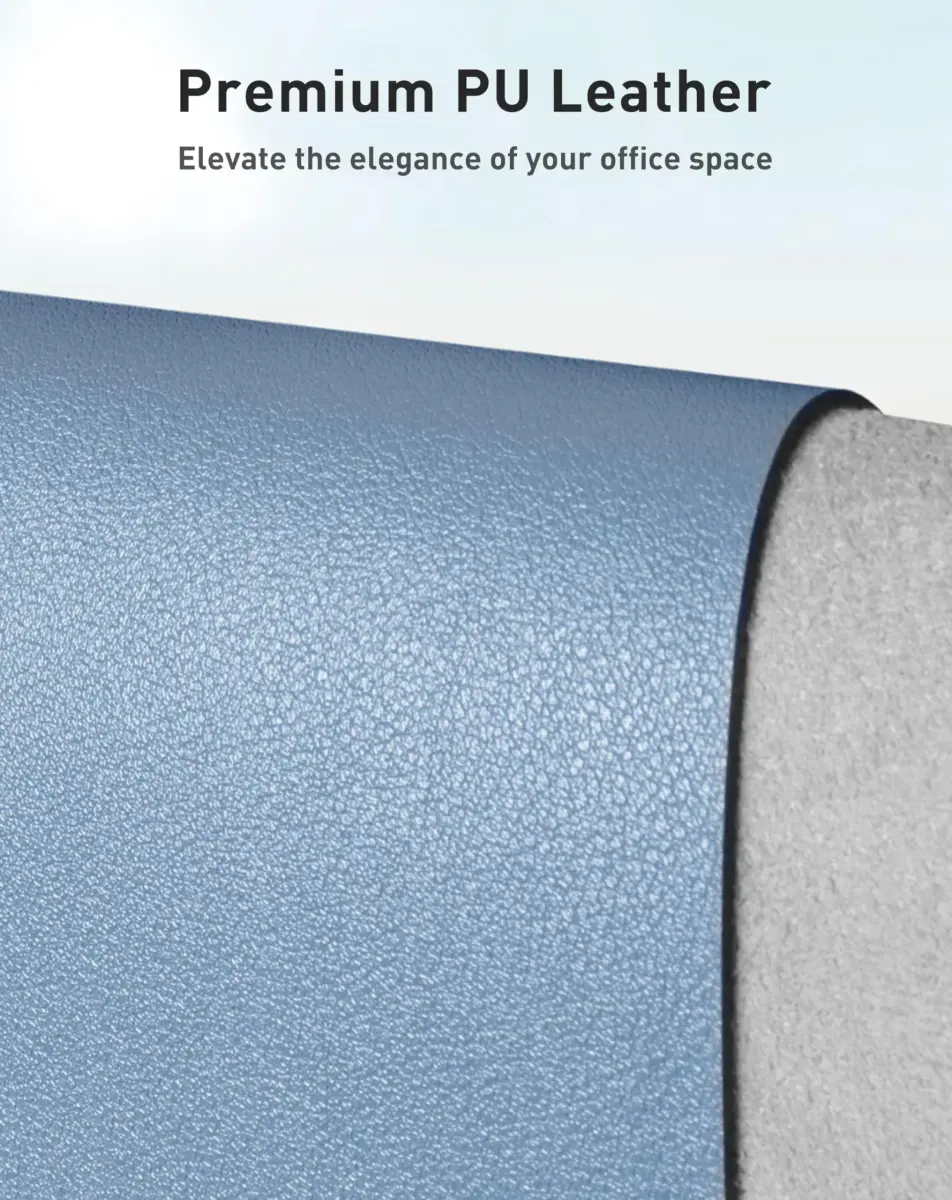 Aothia Faux Leather Desk Mat - Large Mouse Pad, Non-Slip PU Leather Blotter, Waterproof Writing Surface for Office and Home (Denim Blue, 163cm x 43cm) - view 2
