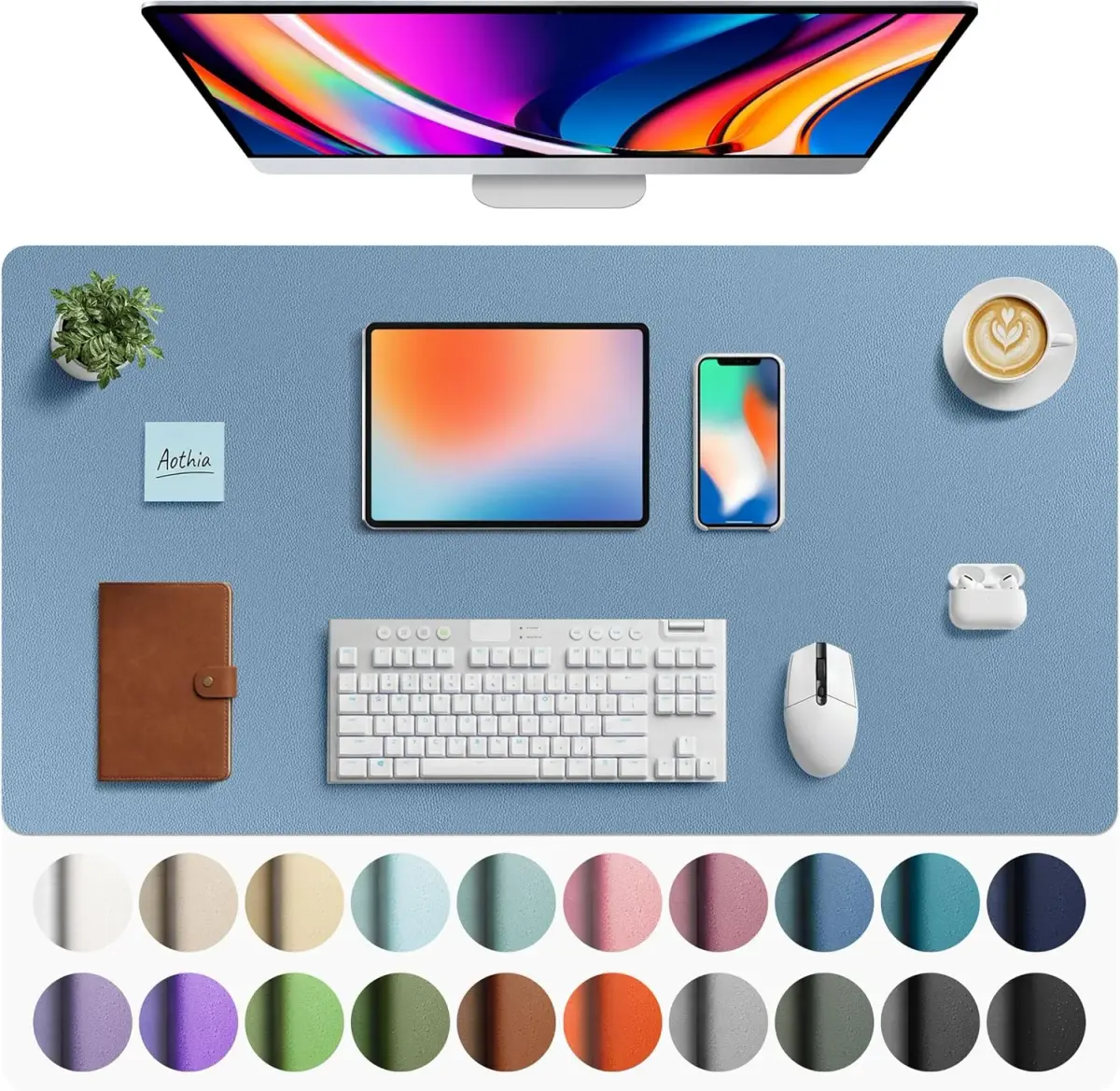 Aothia Faux Leather Desk Mat Large Mouse Pad 40" x 24" | Protects Your Desk with Waterproof PU Leather - main product image