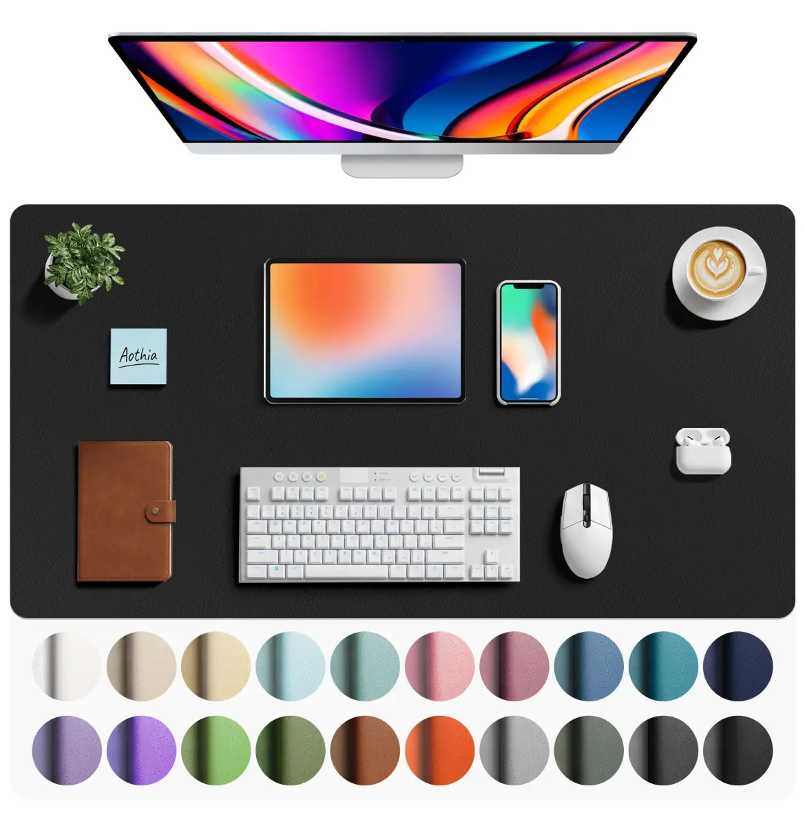 Aothia Faux Leather Desk Mat - Large Mouse Pad 101.6cm x 61cm (40" x 24") | Protects Desks from Scratches, Spills, and Heat - main product image