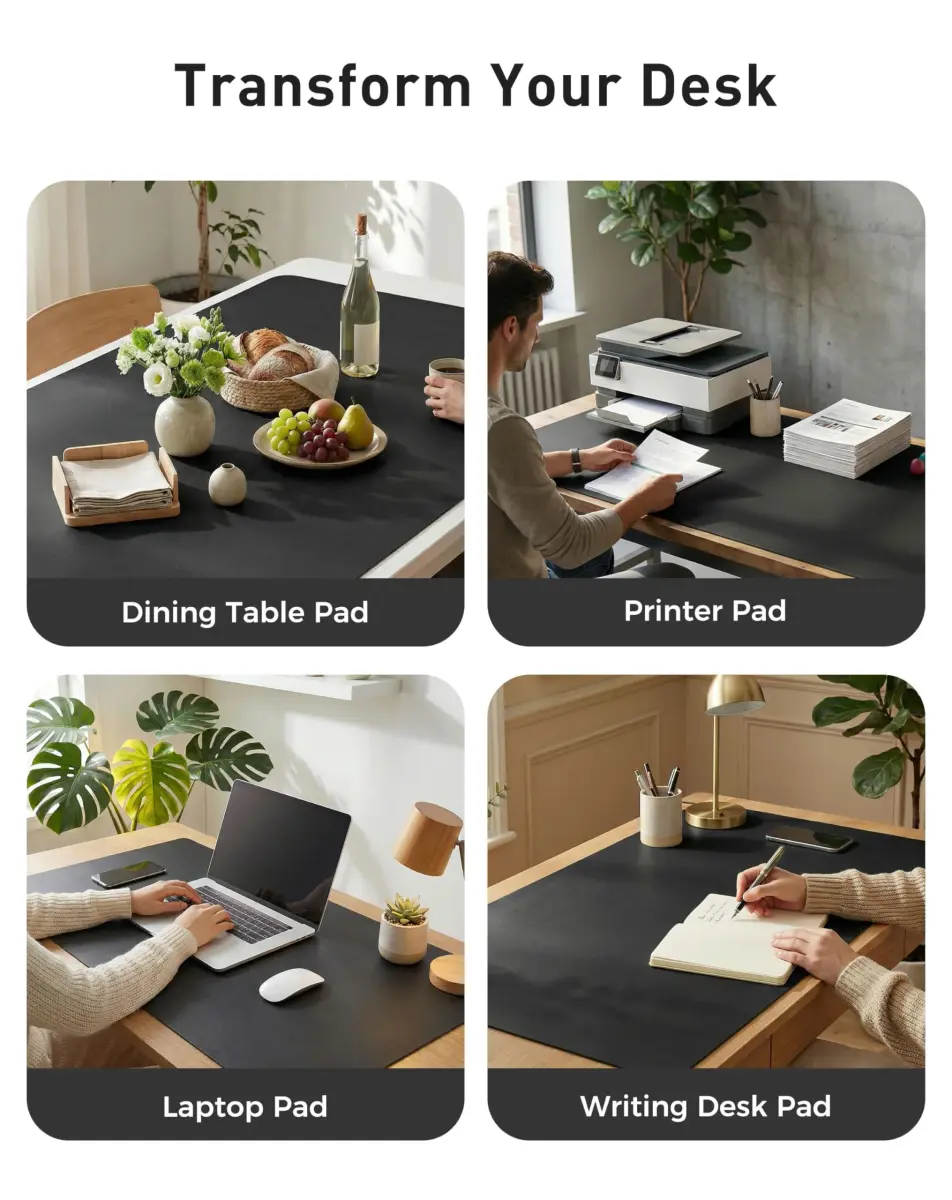 Aothia Faux Leather Desk Mat - Large Mouse Pad 101.6cm x 61cm (40" x 24") | Protects Desks from Scratches, Spills, and Heat - view 6