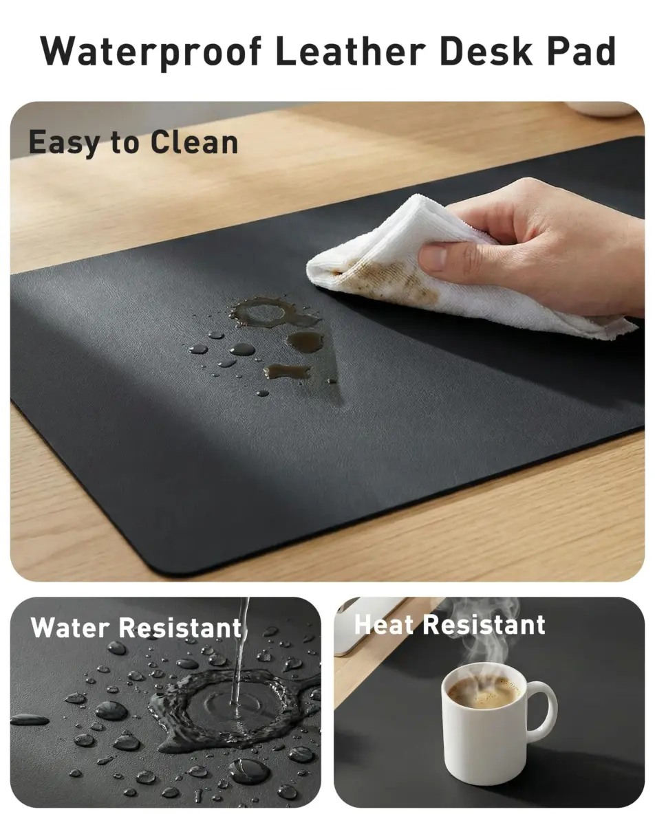 Aothia Faux Leather Desk Mat - Large Mouse Pad 101.6cm x 61cm (40" x 24") | Protects Desks from Scratches, Spills, and Heat - view 7