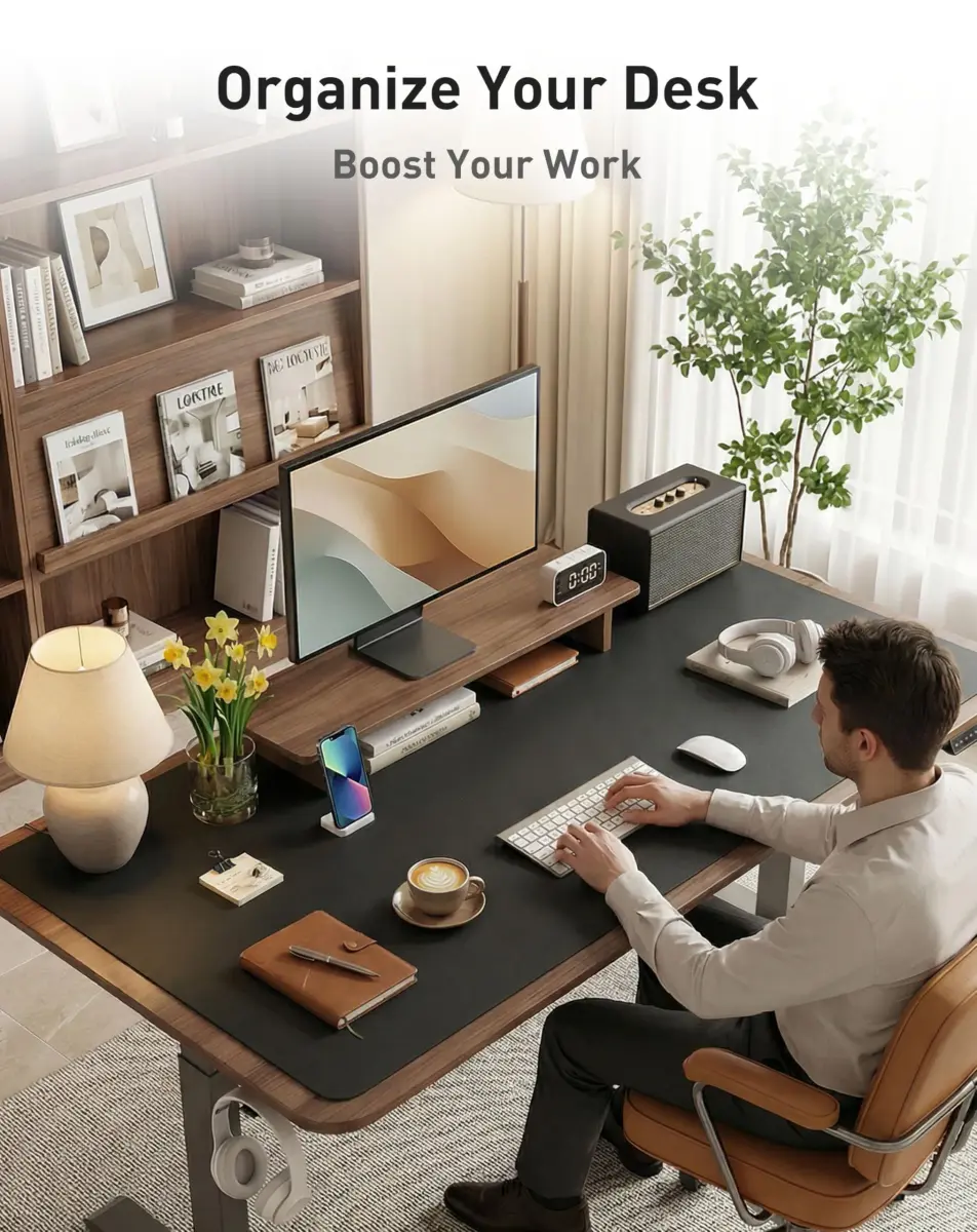Aothia Faux Leather Desk Mat - Large Mouse Pad 101.6cm x 61cm (40" x 24") | Protects Desks from Scratches, Spills, and Heat - view 3