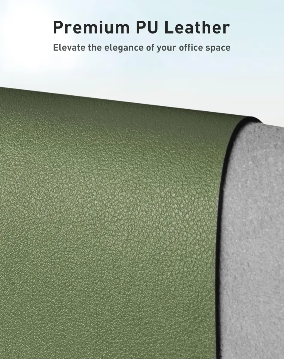 Aothia Faux Leather Desk Mat - Large Mouse Pad, Non-Slip PU Leather Blotter, Waterproof Writing Surface (Olive Green, 101.6cm x 61cm) - view 2