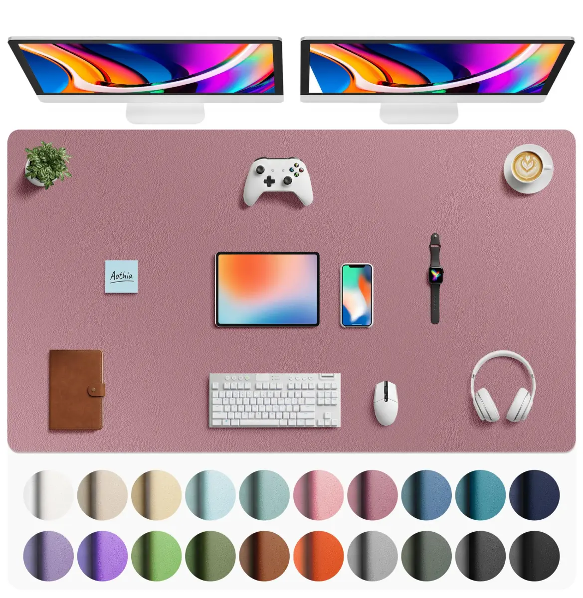 Aothia Faux Leather Desk Mat Large Mouse Pad 156cm x 60cm (63" x 24") | Waterproof Writing Surface for Office and Home - main product image