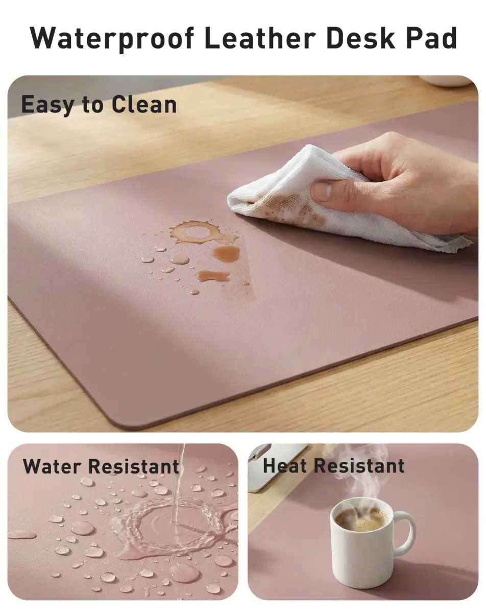 Aothia Faux Leather Desk Mat Large Mouse Pad 156cm x 60cm (63" x 24") | Waterproof Writing Surface for Office and Home - view 7