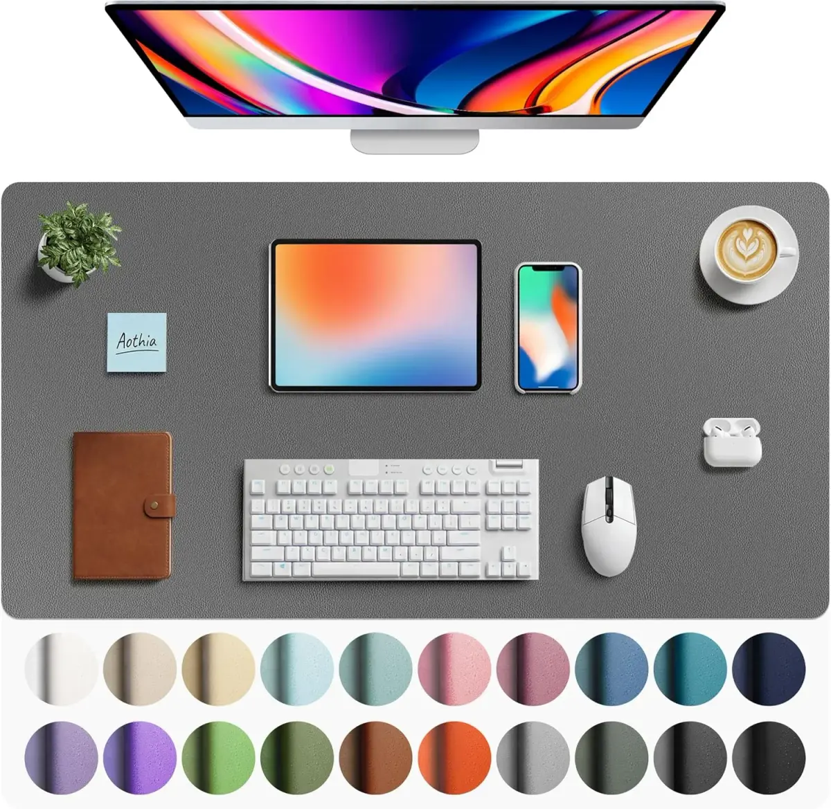 Aothia Faux Leather Desk Mat Large Mouse Pad 40" x 24" | Waterproof Writing Surface - main product image