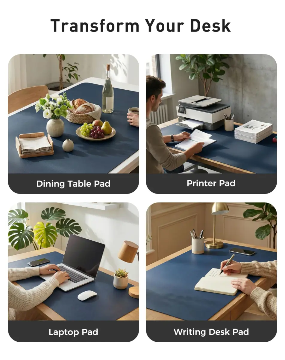 Aothia Faux Leather Desk Mat - Large Mouse Pad, Non-Slip PU Leather Blotter 163cm x 43cm (63" x 17") | Protects Desks from Scratches, Stains, and Spills - view 6