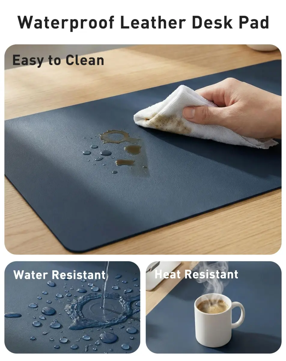 Aothia Faux Leather Desk Mat - Large Mouse Pad, Non-Slip PU Leather Blotter 163cm x 43cm (63" x 17") | Protects Desks from Scratches, Stains, and Spills - view 7