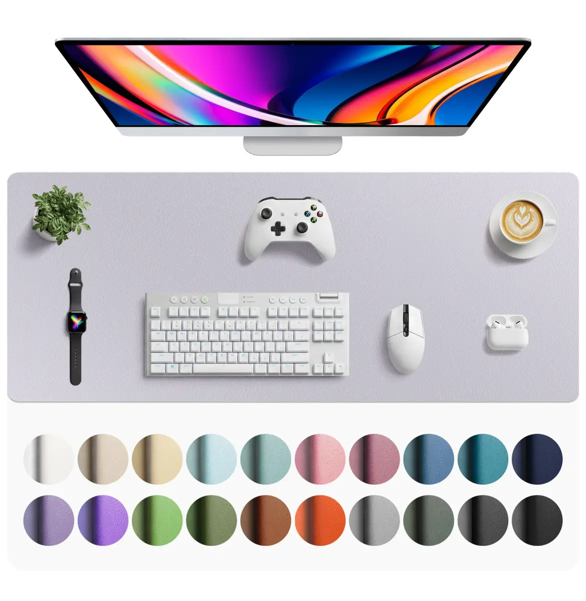 Aothia Faux Leather Desk Mat - Large Mouse Pad, Non-Slip PU Leather Blotter 107cm x 43cm (42" x 17") | Professional & Waterproof Writing Surface - main product image