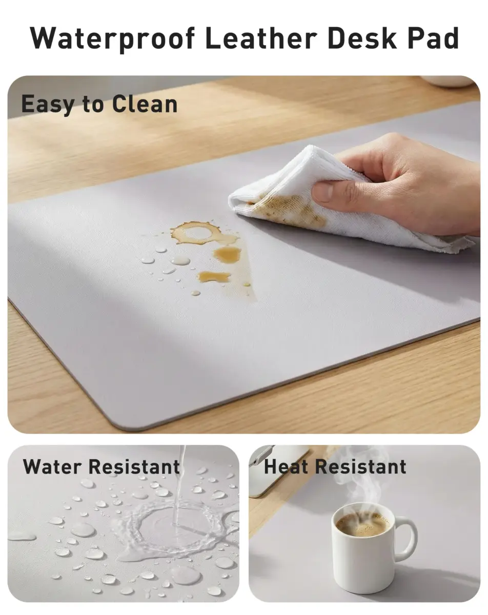 Aothia Faux Leather Desk Mat - Large Mouse Pad, Non-Slip PU Leather Blotter 107cm x 43cm (42" x 17") | Professional & Waterproof Writing Surface - view 7