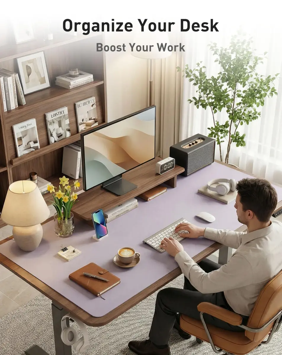 Aothia Faux Leather Desk Mat - Large Mouse Pad, Non-Slip PU Leather Blotter 107cm x 43cm (42" x 17") | Professional & Waterproof Writing Surface - view 8