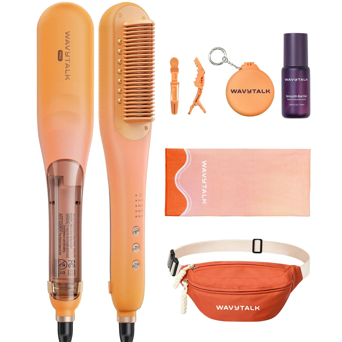 Wavytalk Spotlight Sleek Steamline Pro Steam Hair Straightener Brush 38cm (15 Inch) | Hydrates Hair, Reduces Frizz, Speeds Styling - main product image
