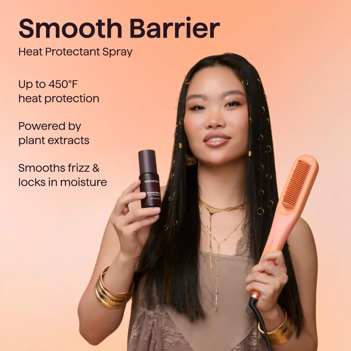 Wavytalk Spotlight Sleek Steamline Pro Steam Hair Straightener Brush 38cm (15 Inch) | Hydrates Hair, Reduces Frizz, Speeds Styling - view 6