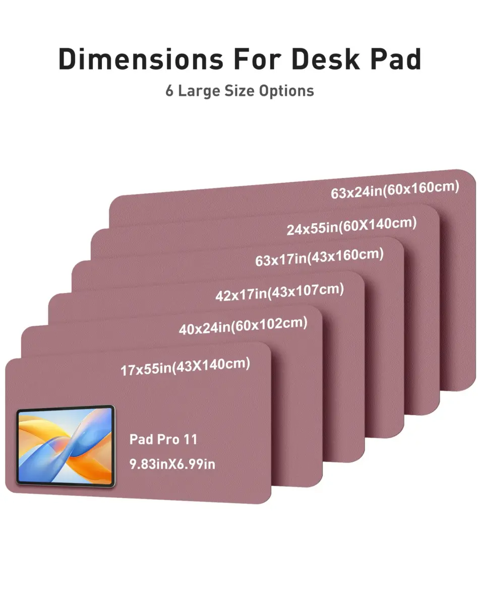 Aothia Faux Leather Desk Mat - Large Mouse Pad, Non-Slip PU Leather Blotter, Waterproof Writing Surface for Office and Home (Dark Pink, 107cm x 43cm) - view 5