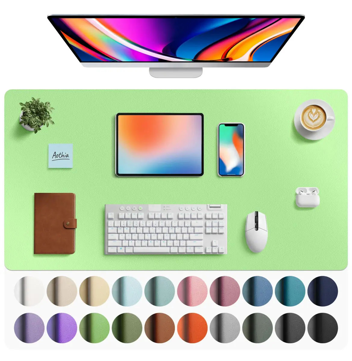 Aothia Faux Leather Desk Mat - Large Mouse Pad, Non-Slip PU Leather Blotter 101.6cm x 61cm (40" x 24") | Protects Desks, Enhances Workspace - main product image