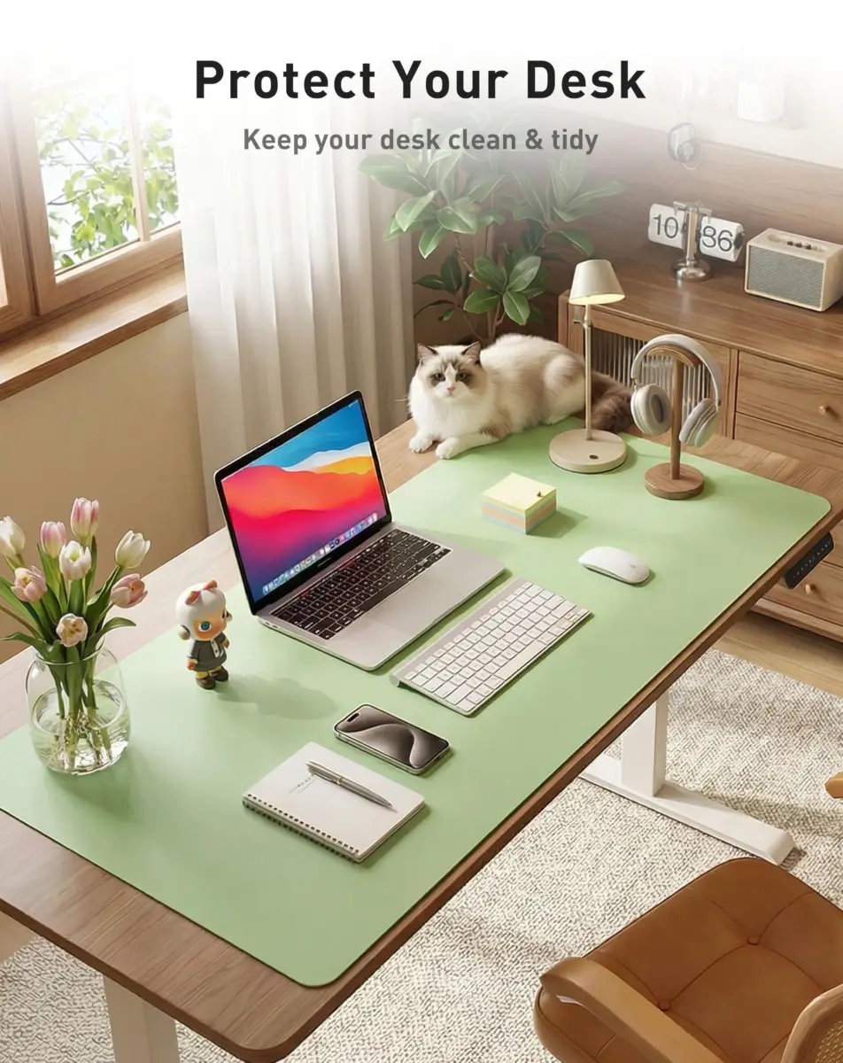 Aothia Faux Leather Desk Mat - Large Mouse Pad, Non-Slip PU Leather Blotter 101.6cm x 61cm (40" x 24") | Protects Desks, Enhances Workspace - view 8