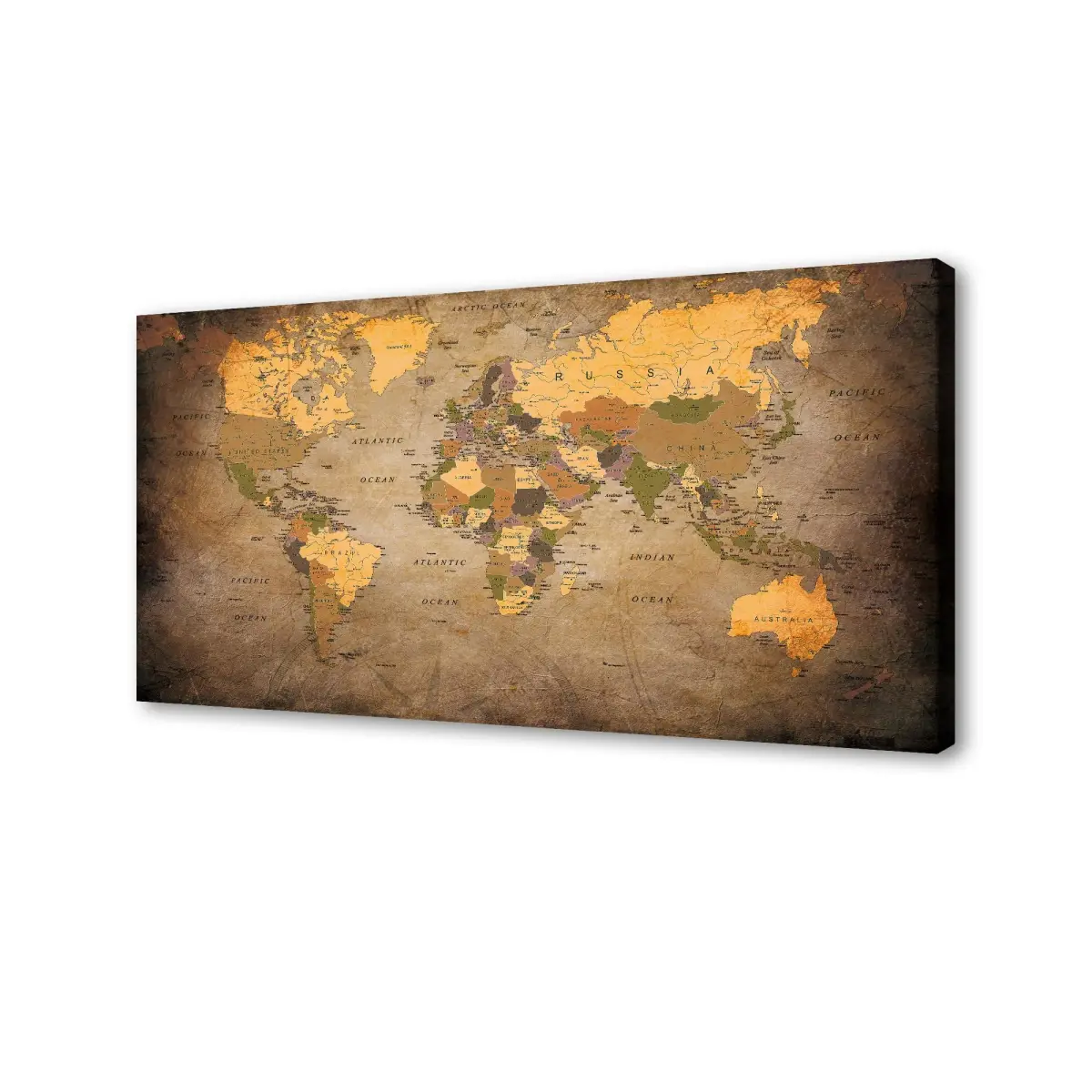 Baisuwallart Vintage World Map Canvas Wall Art 71x36 inches | Authentic USA Import for Indian Homes - main product image