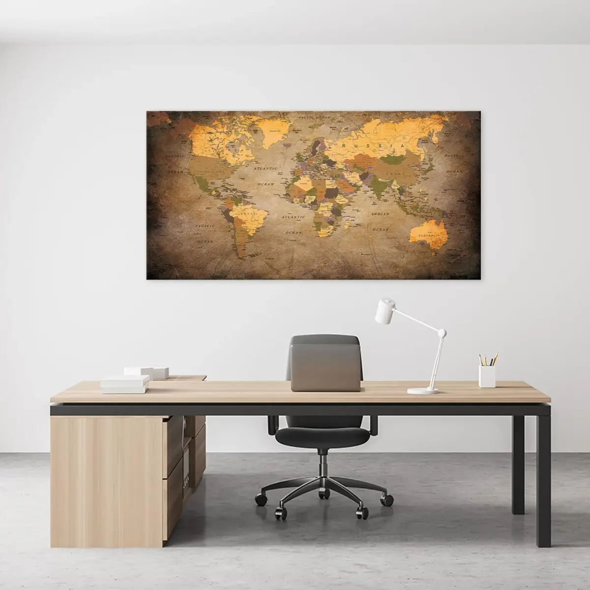 Baisuwallart Vintage World Map Canvas Wall Art 71x36 inches | Authentic USA Import for Indian Homes - view 3