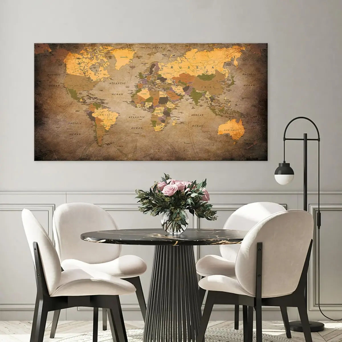 Baisuwallart Vintage World Map Canvas Wall Art 71x36 inches | Authentic USA Import for Indian Homes - view 4