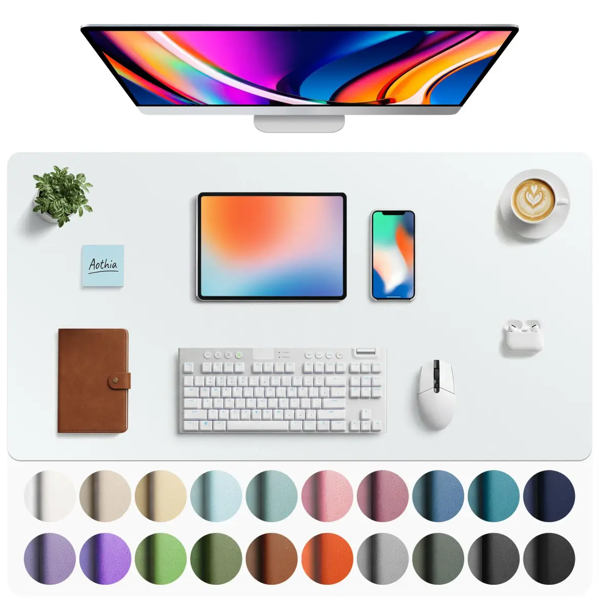Aothia Faux Leather Desk Mat Large Mouse Pad 40" x 24" | Waterproof Writing Surface for Office and Home - main product image