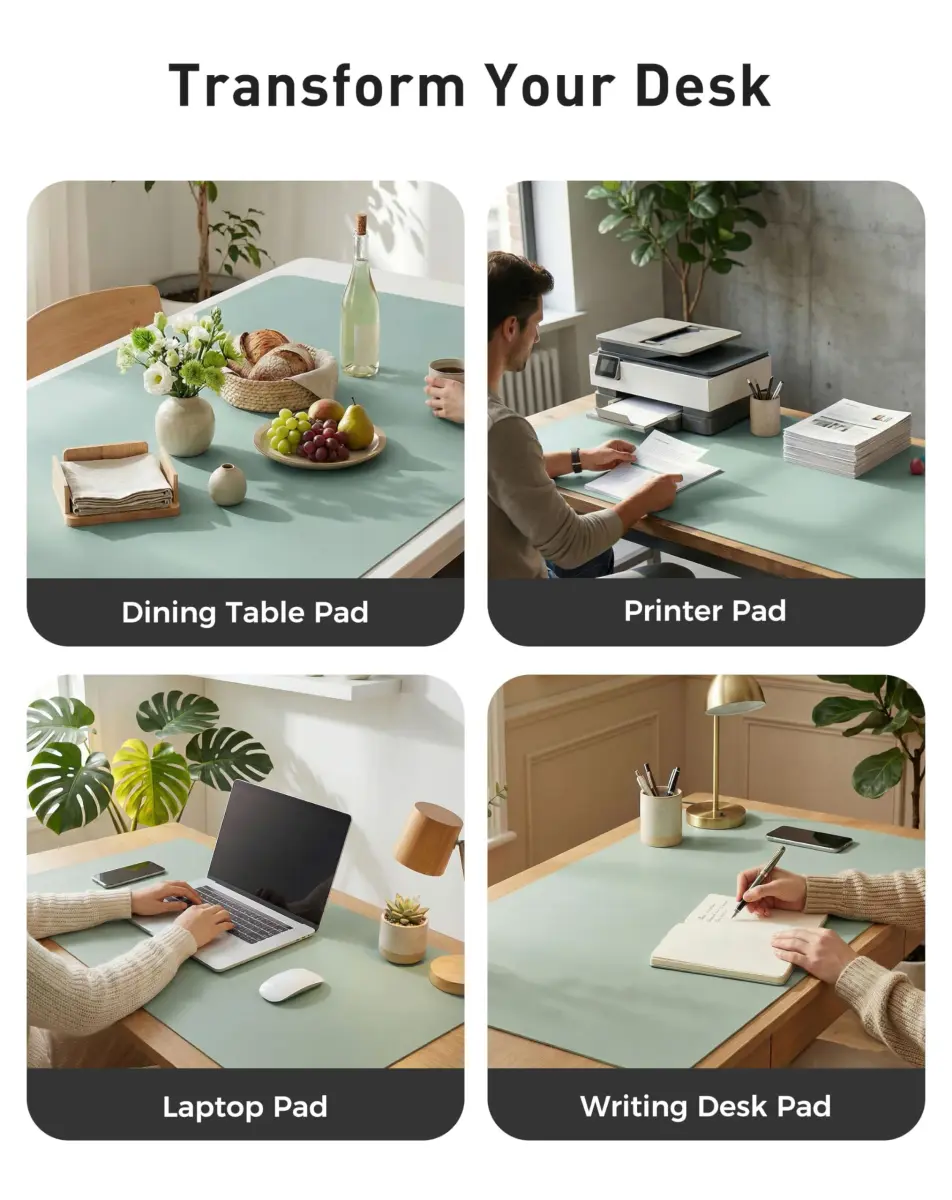Aothia Faux Leather Desk Mat - Large Mouse Pad, Non-Slip PU Leather Blotter, Waterproof Writing Surface for Office and Home (Light Blue, 40" x 24") - view 6