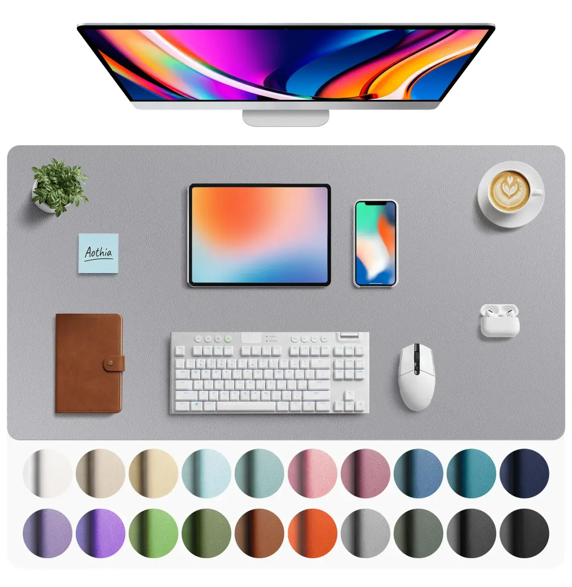 Aothia Faux Leather Desk Mat - Large Mouse Pad, Non-Slip PU Leather Blotter 102cm x 61cm (40" x 24") | Protects Desks from Scratches, Stains, and Spills - main product image