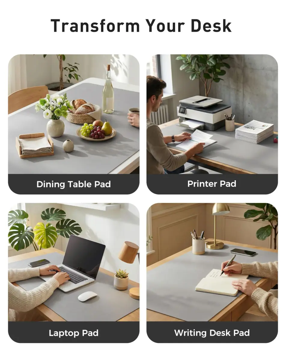 Aothia Faux Leather Desk Mat - Large Mouse Pad, Non-Slip PU Leather Blotter 102cm x 61cm (40" x 24") | Protects Desks from Scratches, Stains, and Spills - view 6