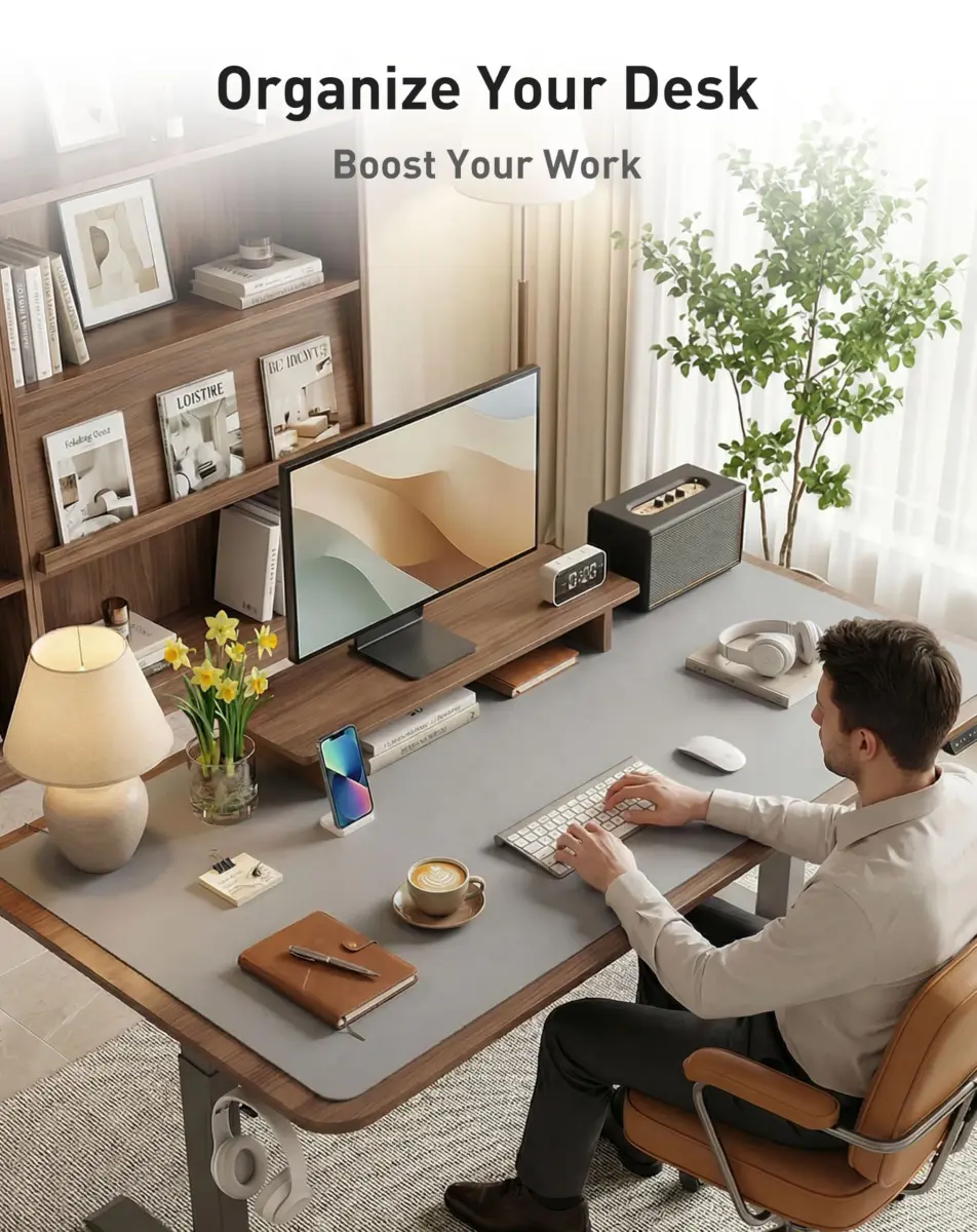 Aothia Faux Leather Desk Mat - Large Mouse Pad, Non-Slip PU Leather Blotter 102cm x 61cm (40" x 24") | Protects Desks from Scratches, Stains, and Spills - view 3