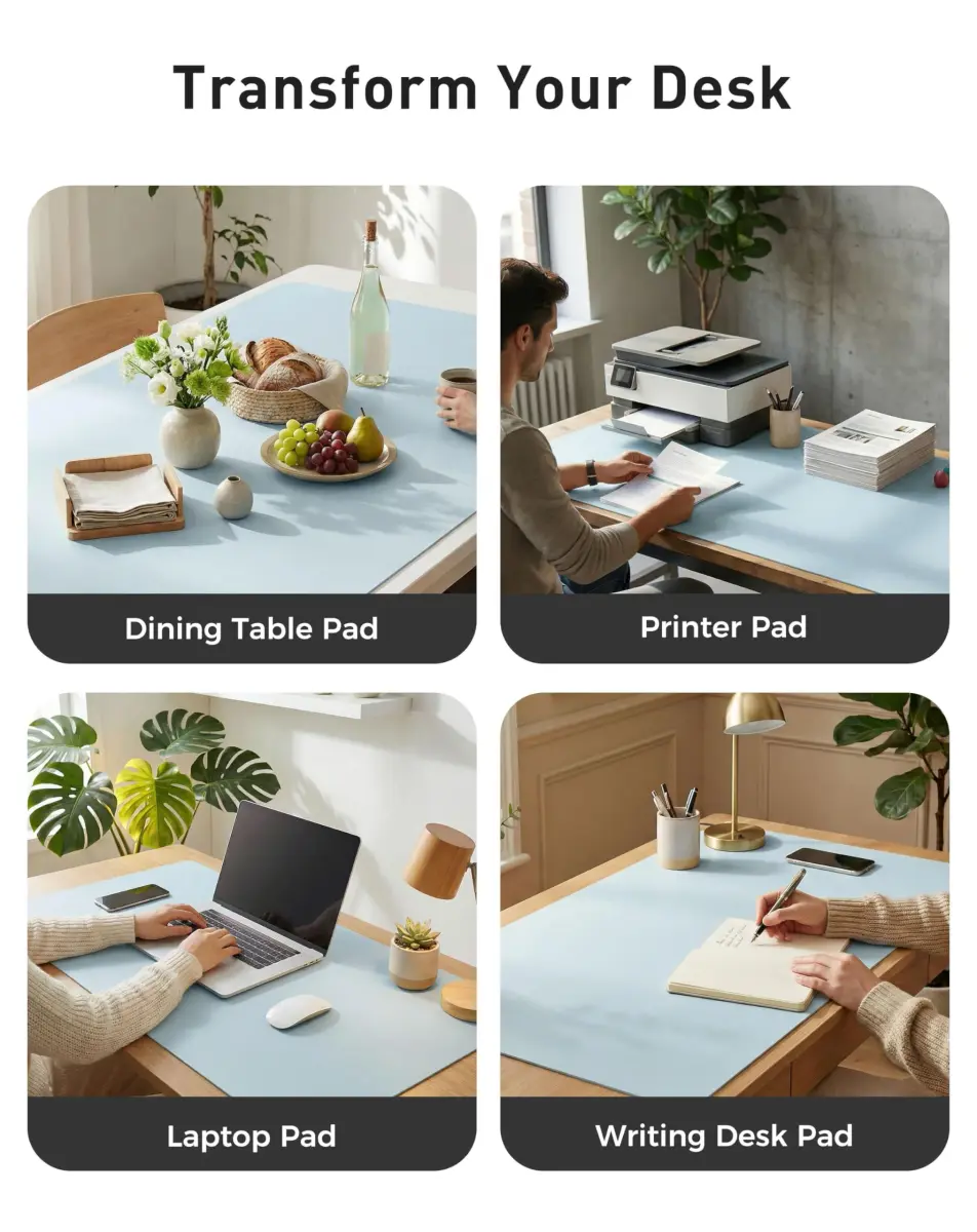 Aothia Faux Leather Desk Mat - Large Mouse Pad, Non-Slip PU Leather Blotter, Waterproof Writing Surface for Office and Home (Baby Blue, 101.6cm x 61cm) - view 6