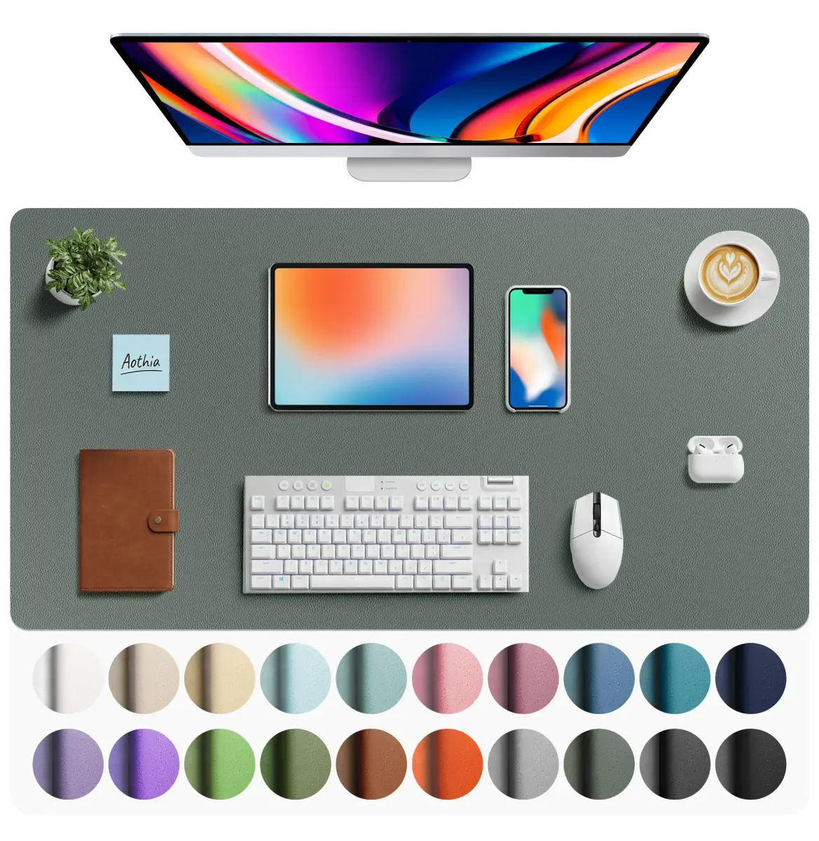 Aothia Faux Leather Desk Mat 102cm x 61cm (40" x 24") | Non-Slip PU Leather Blotter for Office & Home - main product image