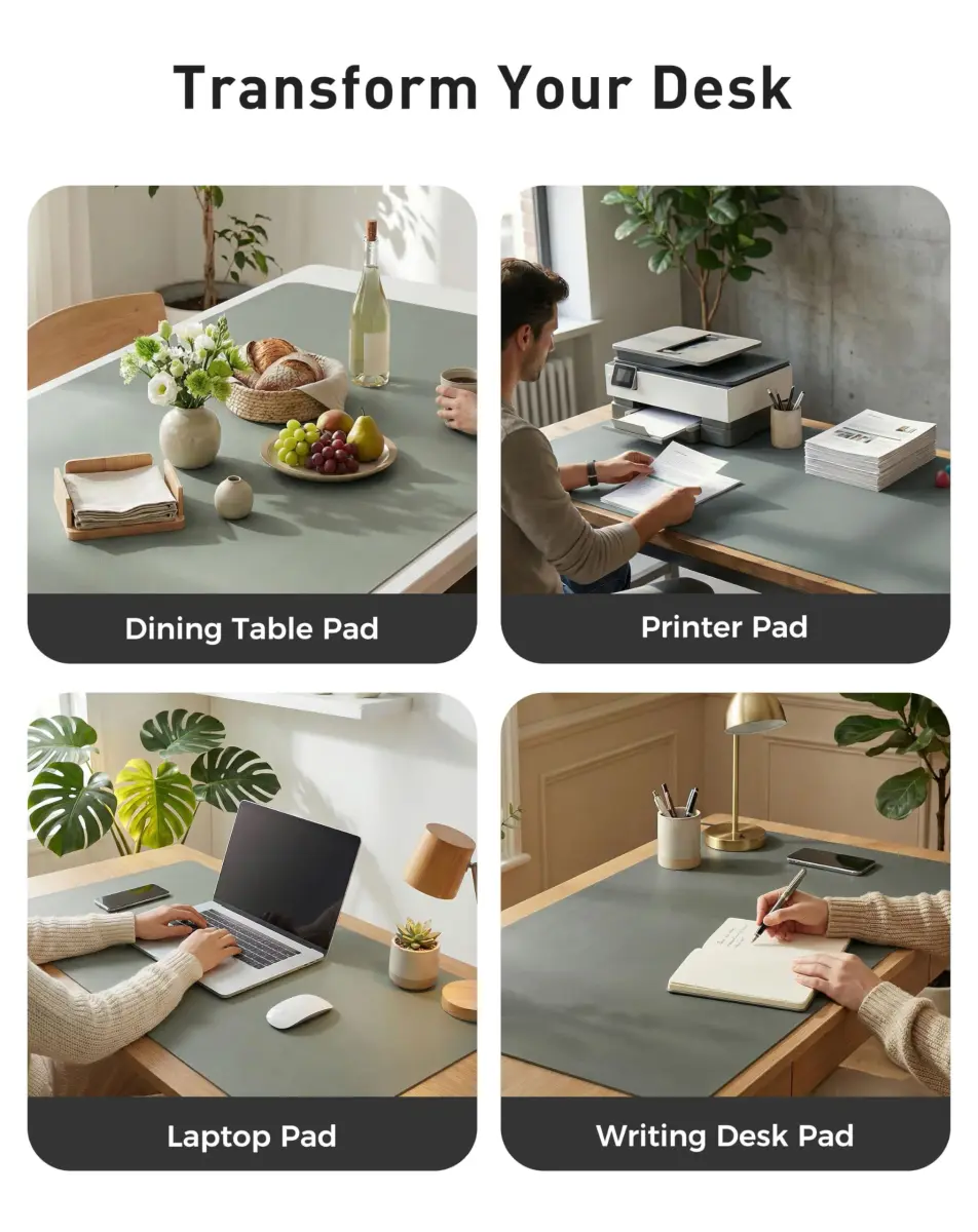 Aothia Faux Leather Desk Mat 102cm x 61cm (40" x 24") | Non-Slip PU Leather Blotter for Office & Home - view 6